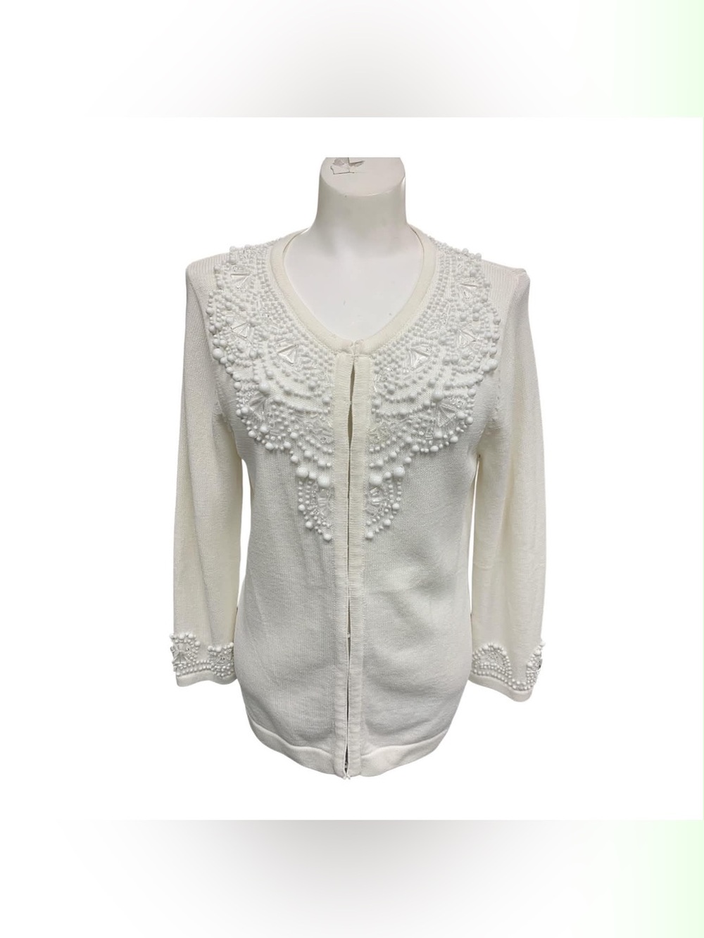 Special Edition Ivory Embellished Knit Cardigan Sweater Size S